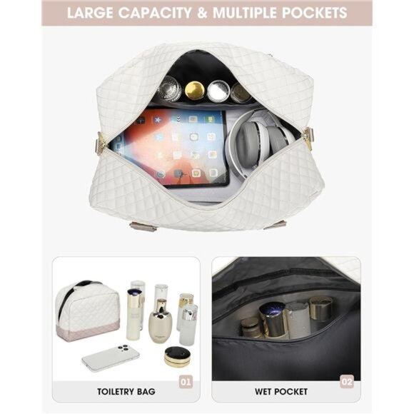 Travel Duffle Bag Weekender for Women: Travel Duffel Bag Carry-On Overnight Bag - Picture 2 of 7